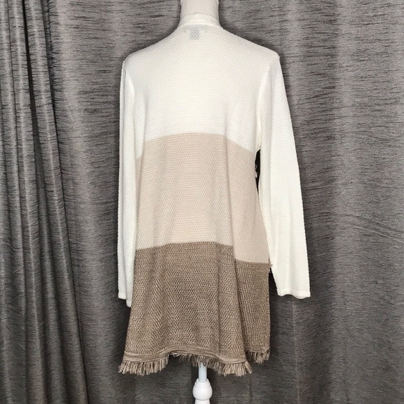 STYLE & CO WHITE CREAM TAN CARDIGAN LARGE - Picture 3 of 8